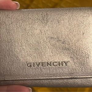Givenchy Silver Key Card Holder Textured Leather